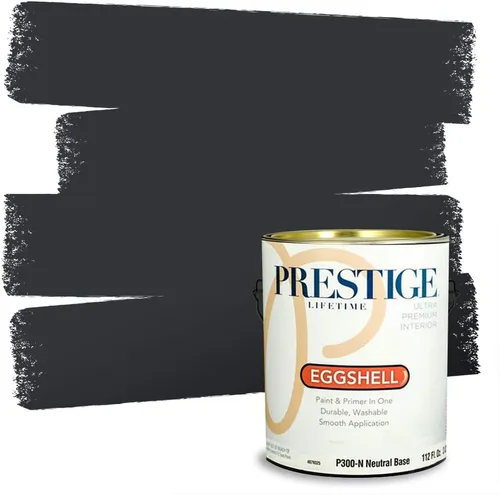 Vista 204 de PRESTIGE Pinturas Pintura Exterior e Imprimación en Uno, 1 Galón, Mate, Combinación Comparable de Sherwin Williams* Black Magic* SW6991-PCM