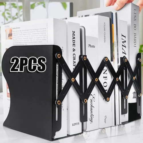 Vista 8 de Extremo de libro resistente para sostener libros, sujetalibros ajustable para estantes, organizador de libros decorativo para escritorio, resistente