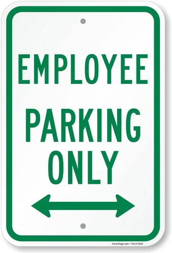 Vista 9 de SmartSign Letrero de metal "Employee Parking Only" de 18 x 12 pulgadas con flecha derecha, aluminio laminado inoxidable de 63 mil, verde y blanco