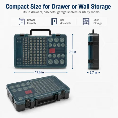 Vista 4 de Estuche Organizador y de Almacenamiento de Baterías con Probador. Caja Contenedor Portabaterias para más de 120 pilas AA AAA 9V C D, Litio CR2025