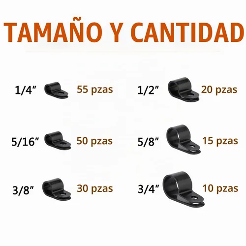 Vista 2 de ISPINNER 180 abrazaderas de cable de plástico de nailon tipo R, kit surtido de sujetadores de clips de 1/4 pulgadas, 5/16 pulgadas, 3/8 pulgadas