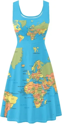 Vista 4 de Vestido casual de verano sin mangas hasta la rodilla para mujer