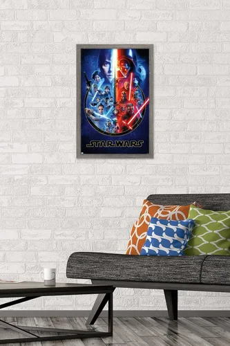 Vista 2 de Trends International Star Wars - Póster de pared Skywalker Saga, 14.725 x 22.375 pulgadas, versión enmarcada de madera de granero