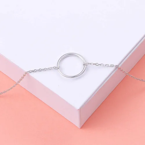Vista 3 de Collar de plata esterlina S925, simple, delicada, ajustable de 13 a 16 pulgadas
