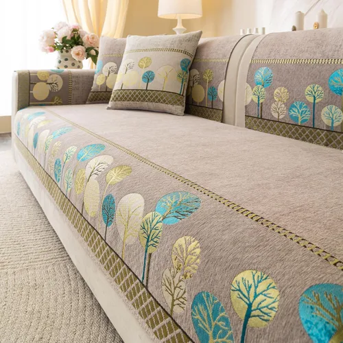 Vista 8 de Funda de felpilla bohemia y jacquard para sofá modular de 3 plazas, funda protectora antideslizante para sofá modular de 3 plazas, funda protectora