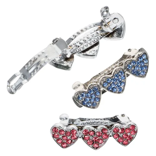 Vista 2 de balacoo 3 pinzas para el pelo con diamantes de imitación para perros, accesorios para perros con forma de corazón, pinzas para el cabello