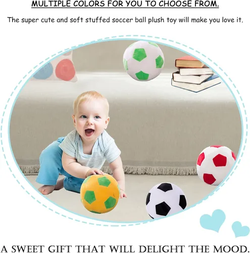 Vista 2 de zhidiloveyou Bola de fútbol de felpa de 9 pulgadas, almohada de fútbol de felpa regalo de fútbol para niños, rojo-blanco