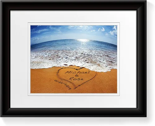 Vista 158 de A&T ARTWORK Love on Beach - Impresión fotográfica personalizada, incluye nombres y la fecha, regalo único para el aniversario de boda. Alfombrillas