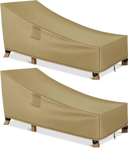 Vista 7 de WLEAFJ Funda impermeable para tumbona de patio, fundas resistentes para sillas de salón al aire libre, fundas negras duraderas para muebles