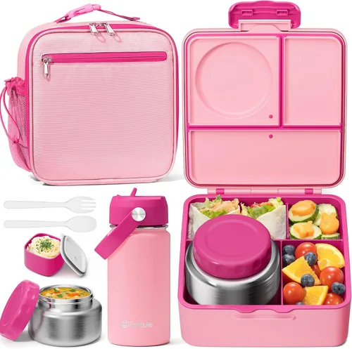 Vista 15 de Fimibuke Lonchera Bento para niños con termo, bolsa de almuerzo, botella