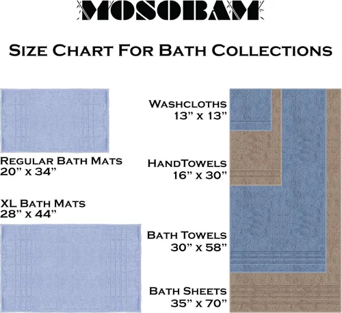Vista 8 de Mosobam Lujoso juego de toallas turcas de 4 piezas XL, 35 x 70 pulgadas, 16 x 30 pulgadas, azul Allure de gran tamaño, 700 GSM, viscosa de bambú