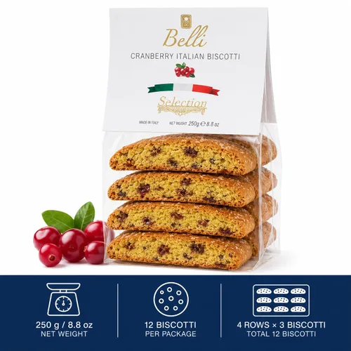 Vista 2 de Biscotti italiano de arándano Hecho en Toscana, Italia Galletas tradicionales semi suaves Belli