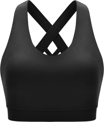 Vista 7 de RUNNING GIRL Sports Bra for Women, Criss-Cross Back Padded Strappy Sports Bras Medium Support Yoga Bra with Removable Cups