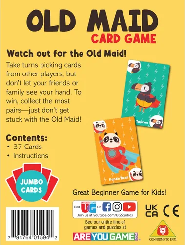 Vista 8 de University Games Juego de cartas Vieja Soltera - Tamaño Jumbo, Tarjetas de personajes coloridas para niños de 4 años en adelante, juego divertido