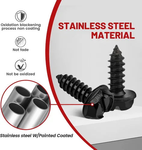 Vista 3 de RED WOLF Kit de tornillos para placa de matrícula, sujetadores de pernos de acero inoxidable anti sonajero para soporte de marco de matrícula