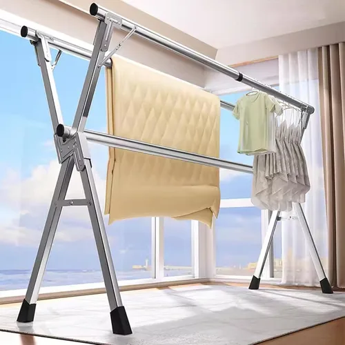 Vista 5 de Clothes Drying Rack 94in - Adjustable Stainless Steel Laundry Drying Rack, Foldable Portable Garment Rack for Clothes, Towels, Blankets - Laundry