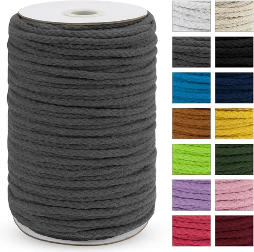 Vista 17 de JeogYong Cuerda trenzada de macramé de 0.197 in x 295 pies, cuerda de algodón trenzada natural de 8 hebras, cuerda de macramé de colores para colgar
