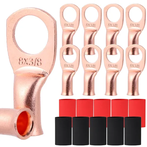 Vista 51 de TKDMR - Kit de 264 piezas de extremos de cable de batería, 132 piezas de terminales de anillo de lengüetas de cable de cobre resistentes AWG 8 6 4 2