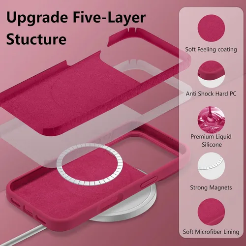 Vista 490 de Funda magnética de silicona para iPhone 13 Pro, color blanco antiguo [Compatible con Magsafe] [Forro de microfibra suave antiarañazos], funda