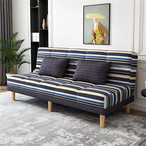 Vista 12 de LAKIQ Sofá cama moderno de mezcla de lino, futón para sala de estar, dormitorio, sofá cama convertible de espuma viscoelástica, sofá cama de día