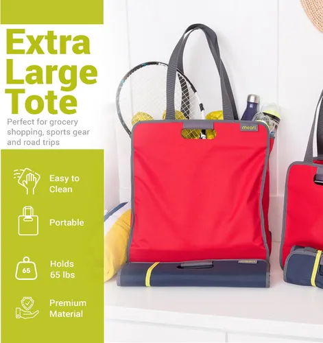 Vista 5 de meori Bolsa grande para mujeres u hombres, extra grande con bolsillo con cremallera, parte inferior dura, correas de hombro y asas de agarre
