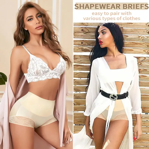 Vista 5 de Ropa interior moldeadora con control de abdomen para mujer, ropa interior moldeadora de cintura media, bragas de encaje