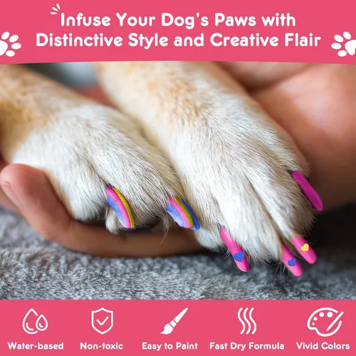 Vista 4 de MSDADA Bolígrafos de esmalte de uñas para perros de secado rápido, juego de esmaltes de uñas de 9 colores para perros, seguro y fácil de aplicar
