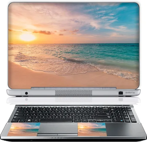 Vista 12 de Meffort Inc Adhesivo decorativo para laptop de hasta 12.3 pulgadas (incluye 2 muñequeras) - Nubes de galaxia