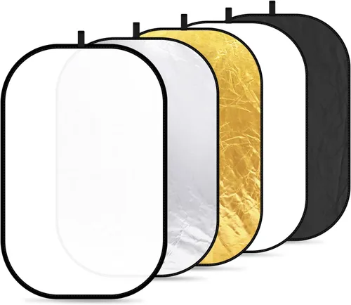 Vista 11 de NEEWER Reflectores de luz de 80x120cm para fotografía de 31"x47", portátiles 5 en 1 plegables con bolsa - Difusor translúcido, plateado, dorado
