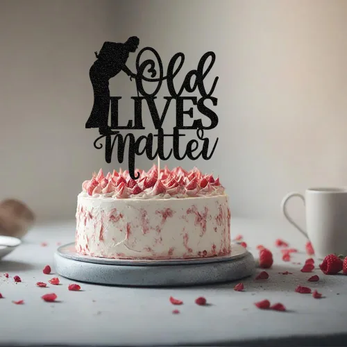 Vista 5 de Decoración para tartas Black Flash Old Lives Matter - Humorístico anciano y anciano decoración de pastel de feliz cumpleaños para hombres, papá