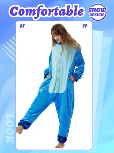 Vista 4 de QSTYLE Disfraz de animal para adultos, disfraz de Halloween, traje de cosplay de una pieza para mujeres y hombres