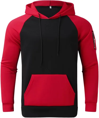 Vista 2 de Muscularfit Sudaderas con capucha grandes y altas para hombre, con bloques de color, manga larga, para gimnasio, entrenamiento, casual, ligera, 2023