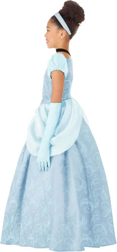 Vista 5 de Disney Premium Cinderella Costume Dress for Girls with Headband, Gloves & Necklace for Halloween or Dress Up