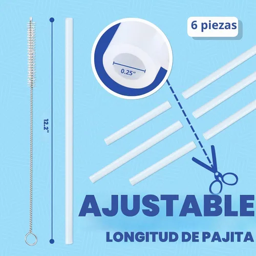 Vista 4 de Pajitas de silicona de repuesto para vaso Stanley Adventure de 40 onzas, paquete de 6 popotes de silicona reutilizables de grado alimenticio