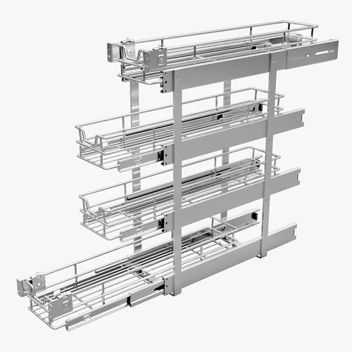 Vista 8 de Sikarou Organizador de Gabinete Extraíble Estrecho de 4 Niveles de 8" de Ancho x 21" de Profundidad, Soporte de Estante para Especias Deslizable