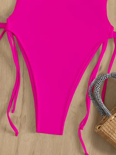 Vista 4 de SHENHE Traje de baño de una pieza con cuello en V profundo y espalda cruzada para mujer