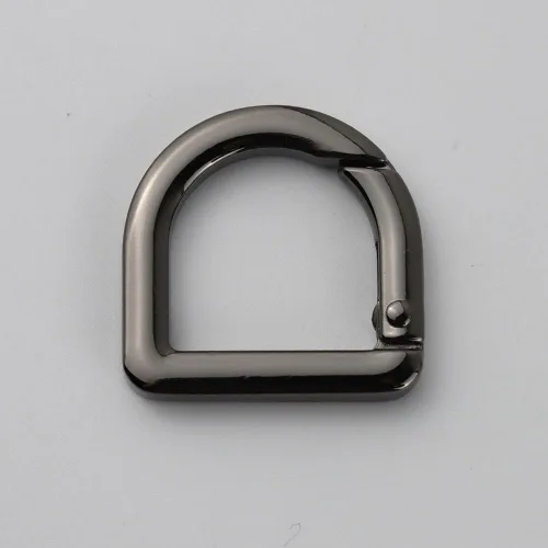 Vista 3 de 2 llaveros de resorte de metal semicírculo, clip de ganchos de resorte, hebilla de llavero de resorte, anillo plano en D para monederos (negro)