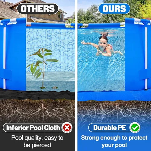 Vista 2 de Aulock Almohadillas de piscina de 16.4 x 16.4 pies para piscina sobre el suelo, lona rectangular impermeable de polietileno para piscinas de 8 a 15