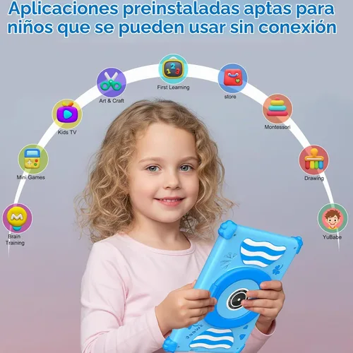 Vista 5 de ascrecem Kids Tablets 7 Inch Android 15 Toddler Tablet for Kids with 2.4G+5G WiFi6 Penta Core 6GB RAM 32GB ROM Childrens Tablet Dual Camera 128GB