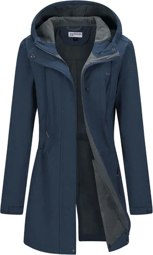 Vista 10 de 33,000ft Chaqueta larga Softshell para mujer con capucha, forro polar, resistente al viento, cálida, impermeable, rompevientos Negro