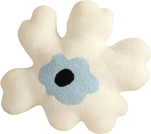 Vista 10 de Almohada de sofá Cojín de cintura Almohada de felpa con forma especial de flor Almohada creativa de corazón para niña (negro y blanco)