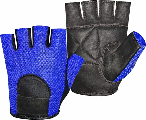 Vista 2 de Guantes de cuero para silla de ruedas y entrenamiento con pesas de malla (talla XL)