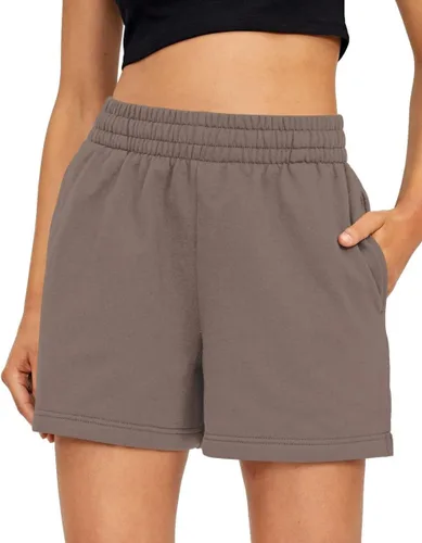 Vista 99 de AUTOMET Pantalones cortos deportivos para mujer, estilo casual, con cordón, cómodos, elásticos, de cintura alta, con bolsillos