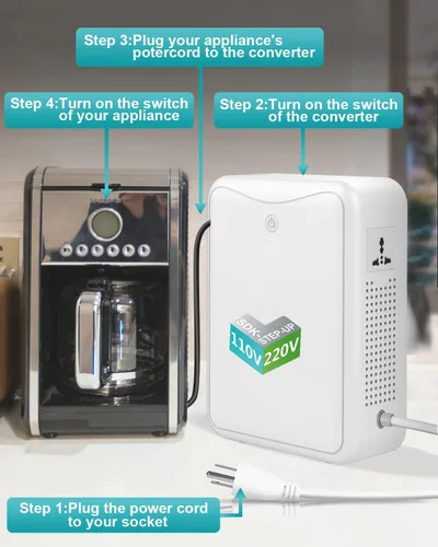 Vista 5 de Transformador Step Up de 110 V a 220 V, convertidor de voltaje de 2000 W, sin ruido, apto para exprimidores, máquinas de chocolate y otros
