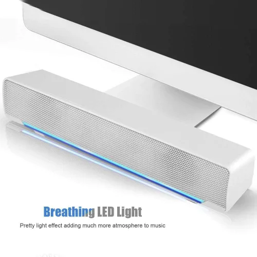 Vista 5 de Barra de sonido, altavoces profesionales de computadora multifunción estéreo envolvente sonido de graves profundos USB con cable