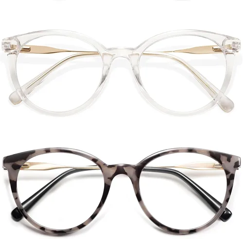 Vista 9 de AMOMOMA Lentes de lectura redondos retro para mujer, lindos y elegantes con bloqueo de luz azul, AM6055