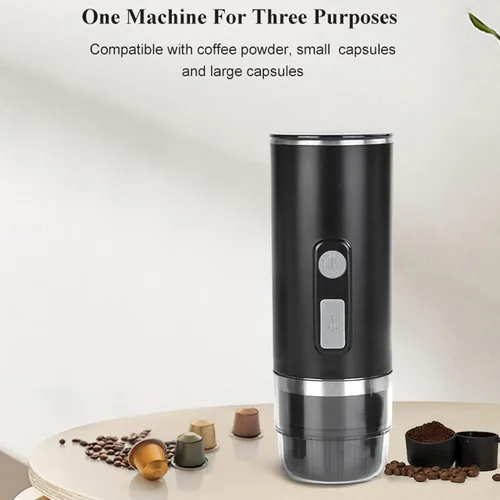 Vista 7 de Cafetera eléctrica automática de 800 mAh Cafetera portátil de viaje y campamento Cargador de coche USB C Funciona con café molido y cápsulas