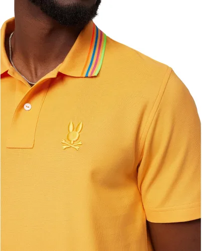 Vista 3 de Psycho Bunny Crosby Piqué Polo Naranja Soda MD (US Hombre 5), naranja (Orange Soda)