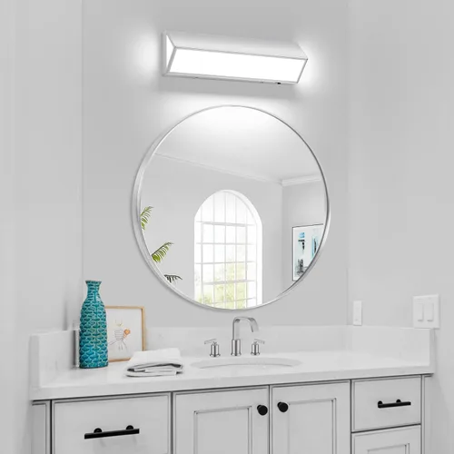 Vista 6 de Barra de luz LED moderna para tocador de baño (16 pulgadas, 5 CCT, regulable), accesorios de iluminación de pared de baño de acrílico moderno sobre