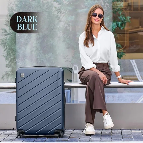 Vista 2 de AnyZip Maletas de equipaje con ruedas giratorias PC+ABS Hardshell TSA Lock, Azul marino